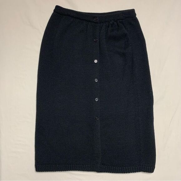 Vintage Black Knit Wool Skirt Women’s Medium Academia Librarian Pencil Straight - Picture 1 of 5